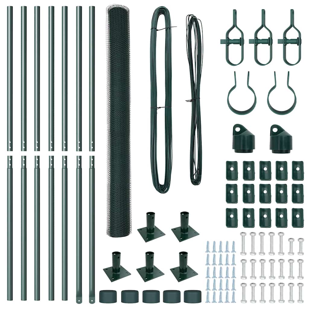 vidaXL Εξαγωνικός Φράχτης Πράσινος 1.6x10 m Ατσάλι