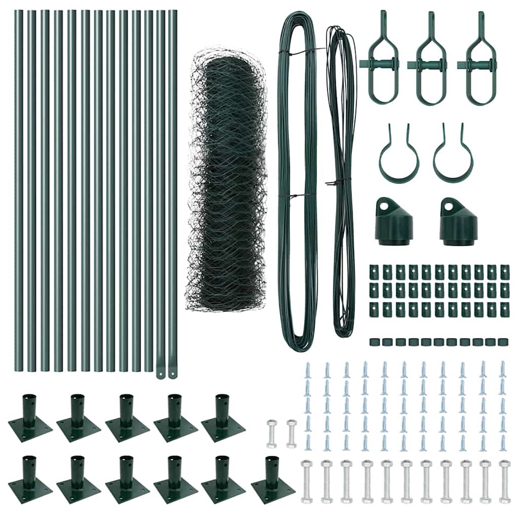 vidaXL Εξαγωνικό Φράγμα Πράσινο 0.4x25 μ Χάλυβας