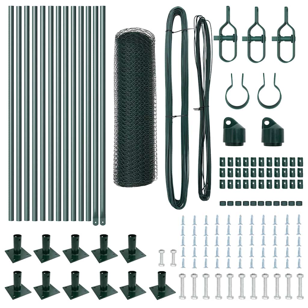 vidaXL Σετ Περίφραξης Σετ 2 Δάσος Ατσάλι με Επικάλυψη Σκόνης 25 x 0.5 μ