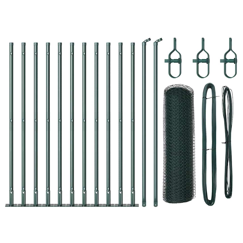 vidaXL Εξάγωνος Φράχτης Πράσινος 0.6x25 μ Χάλυβας