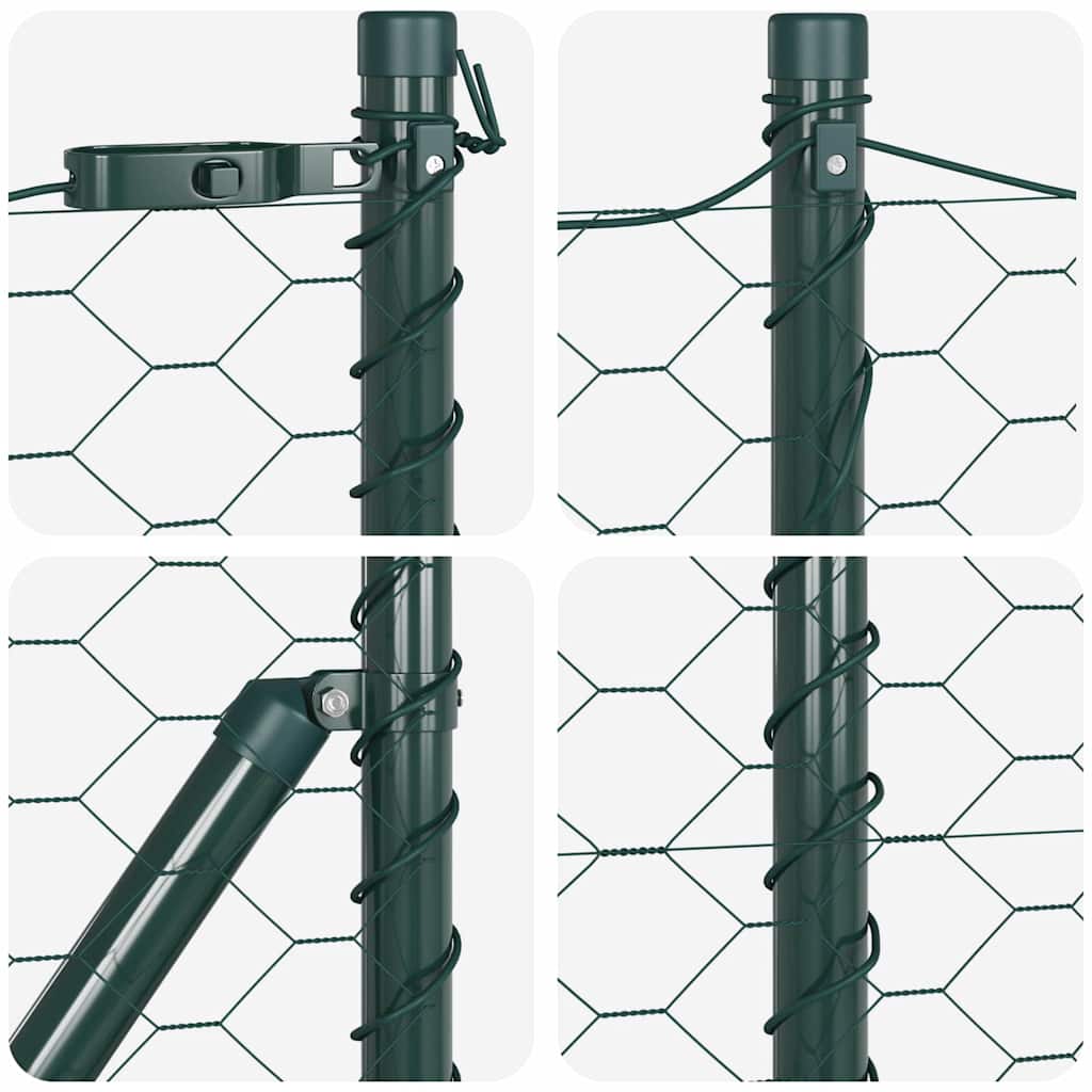 vidaXL Hexagon Fence Πράσινο 0.6x25 μ. Χάλυβας