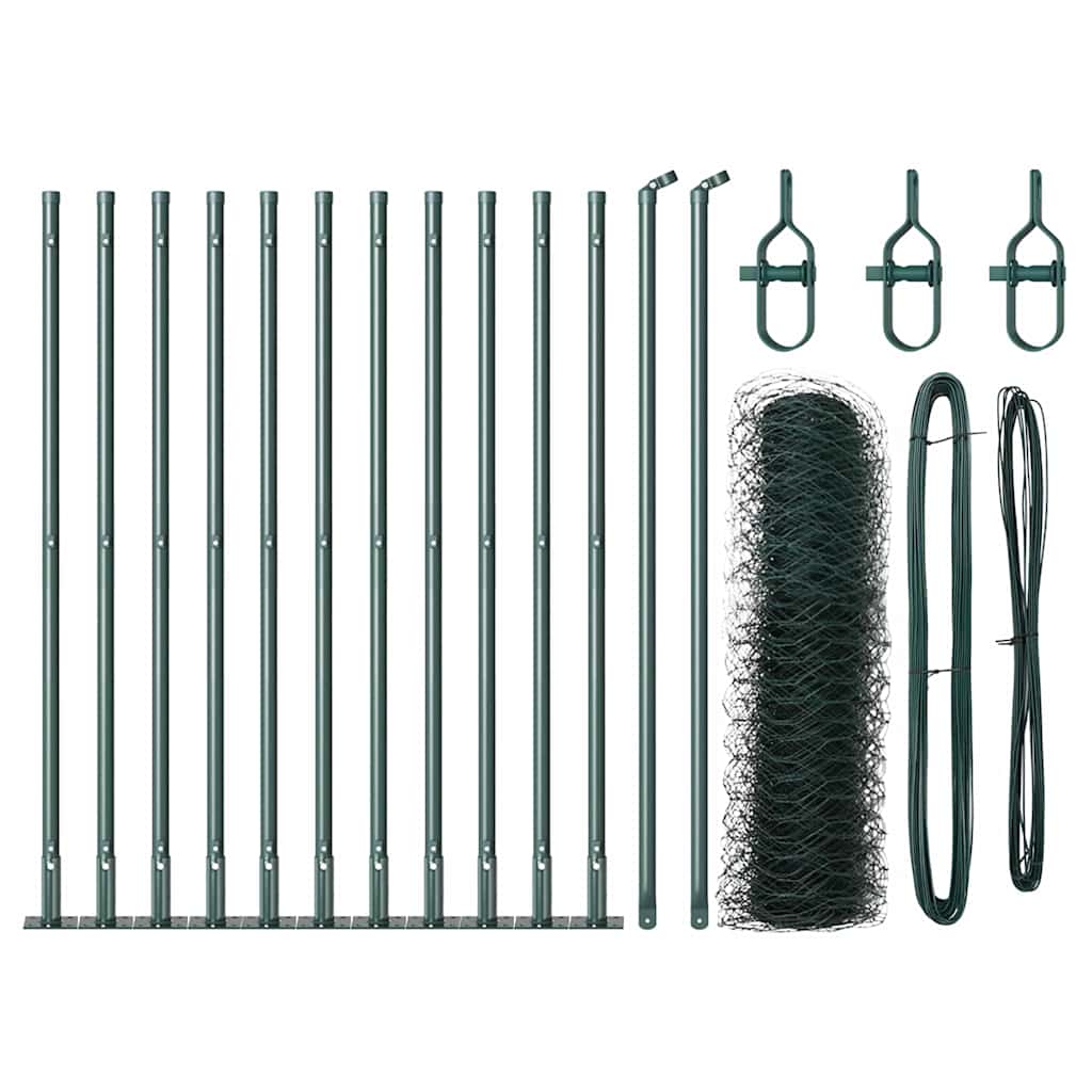 vidaXL Hexagon Fence Πράσινο 0.6x25 μ. Χάλυβας