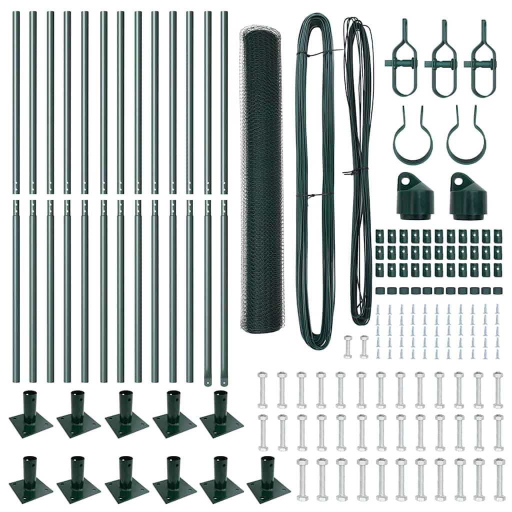 vidaXL Εξαγωνικός Φράκτης Πράσινος 0.8x25 μ Χάλυβας