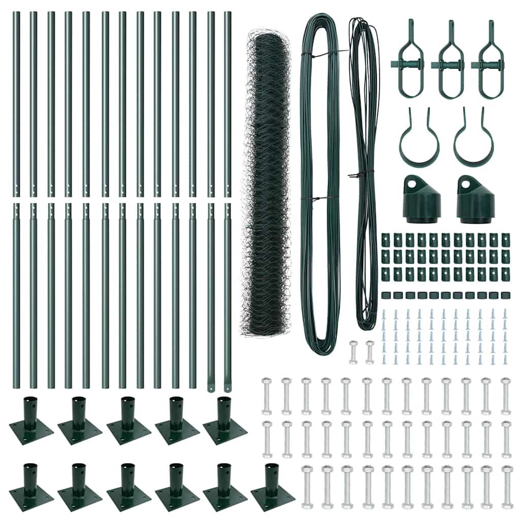vidaXL Έβενος Φράκτης Πράσινος 0.8x25 μ Χάλυβας