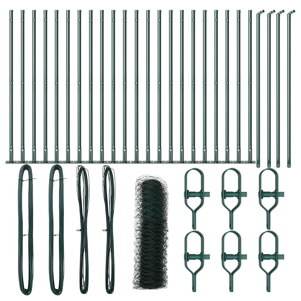 vidaXL Πράσινος Πολυγωνικός Φράχτης 0.5x50 m Ατσάλι