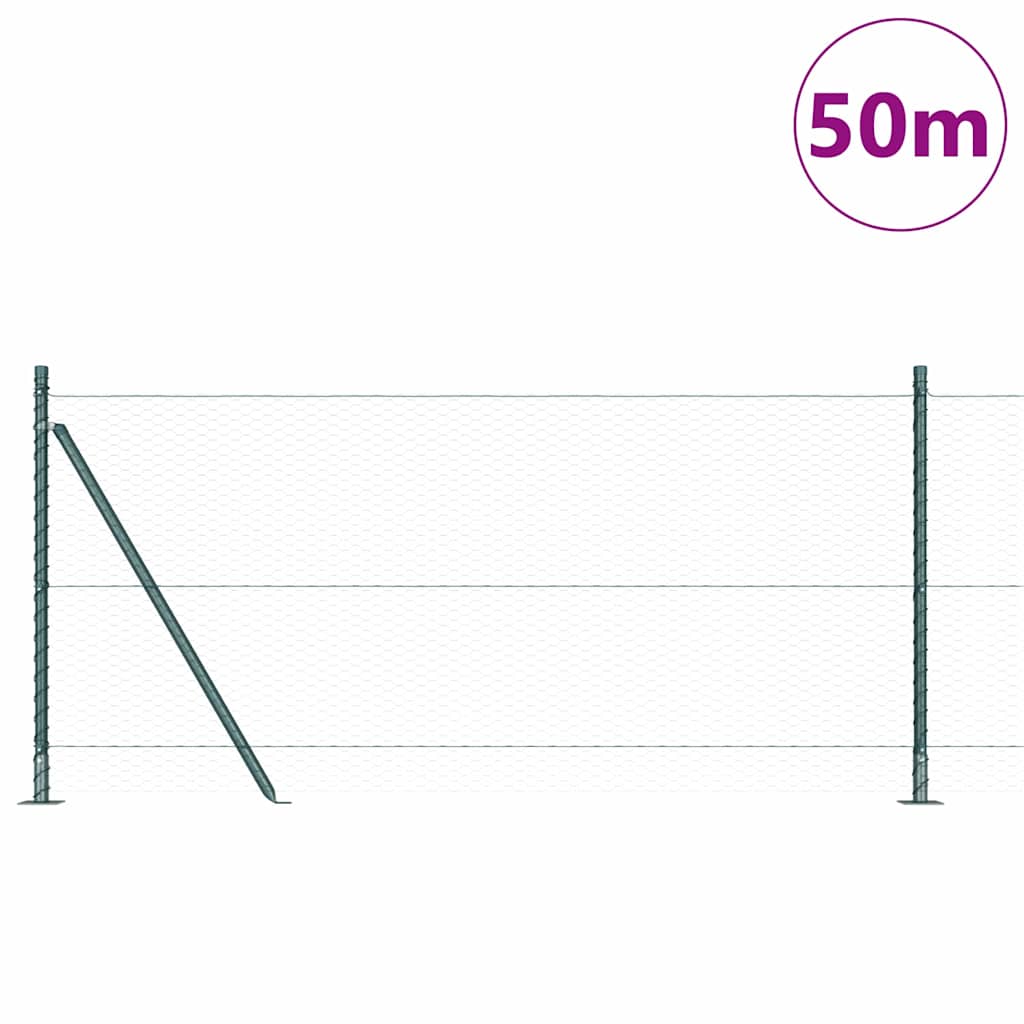 vidaXL Hexagon Fence Πράσινος 1x50 μ Χάλυβας