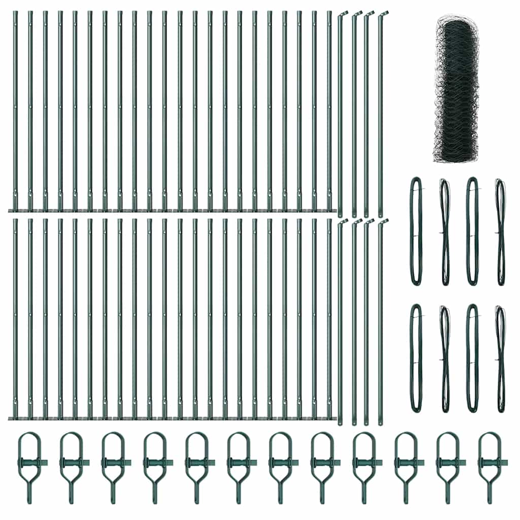 περίφραξη εξάγωνου σχήματος vidaXL Πράσινο 1x100 μ Ατσάλι