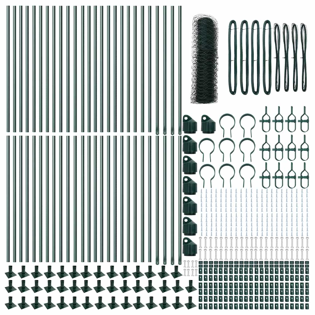 vidaXL Φράχτης με Στήλες. Πράσινο 1 x 100 m Ατσάλι με επικάλυψη PVC