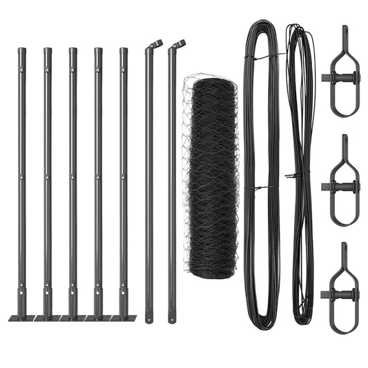 vidaXL Φράχτης με Στήλες. Γκρι 0.4 x 10 μ Ατσάλι με επικάλυψη PVC