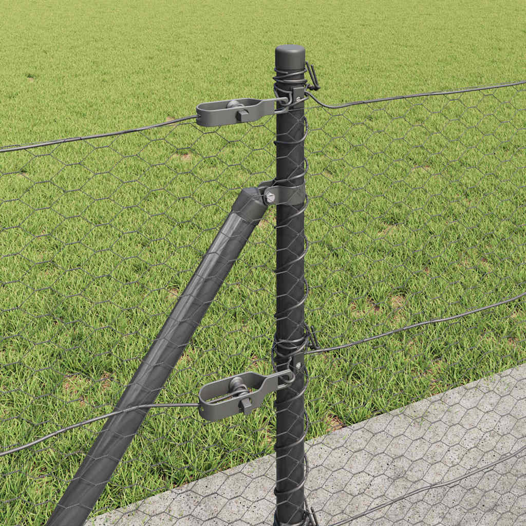 vidaXL Φράχτης με Στήλες. Γκρι 0.6 x 10 μ Ατσάλι με επικάλυψη PVC