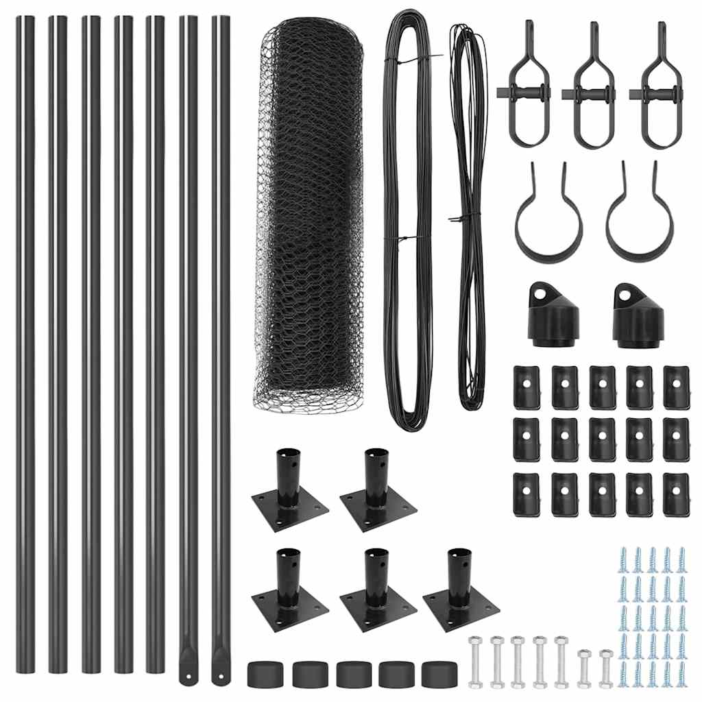 vidaXL Φράχτης με Στήλες. Γκρι 0.6 x 10 μ Ατσάλι με επικάλυψη PVC
