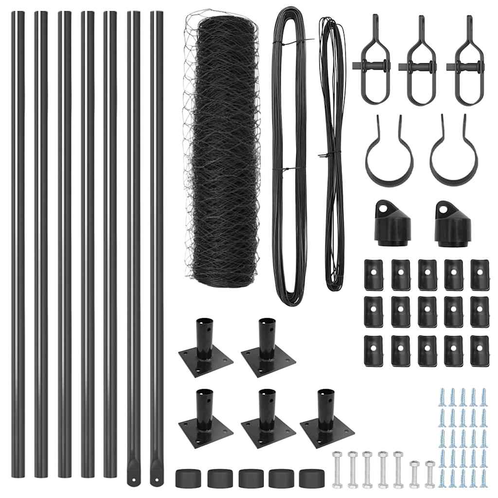 Φράκτης Εξάγωνος vidaXL Γκρι 0.6x10 μ Ατσάλι