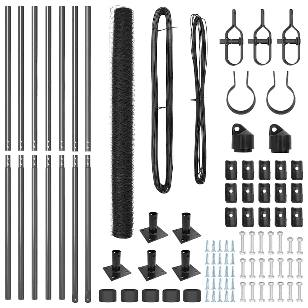 vidaXL Πολυγωνικός Φράχτης Γκρι 1,6x10 μ Ατσάλι