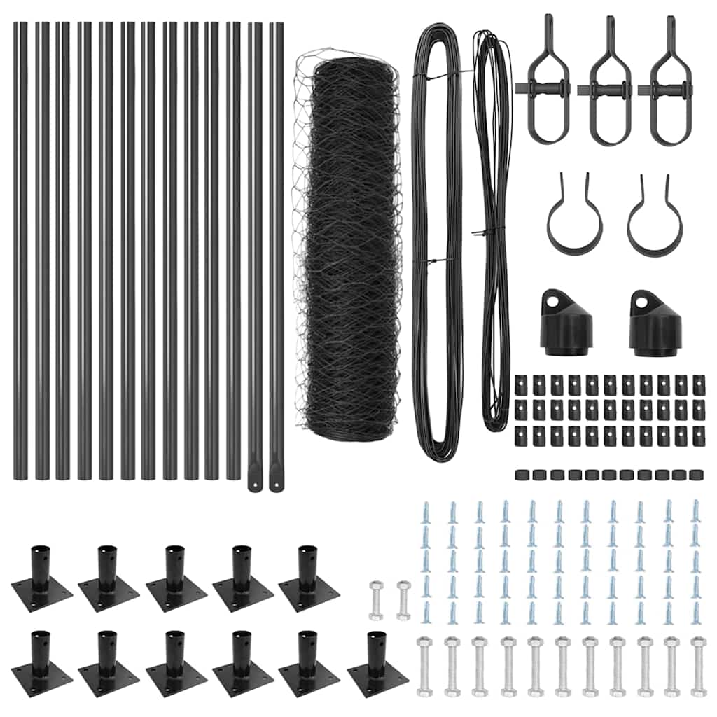 Εξαγωνικός Φράχτης vidaXL Γκρι 0.6x25 μ Σίδηρος