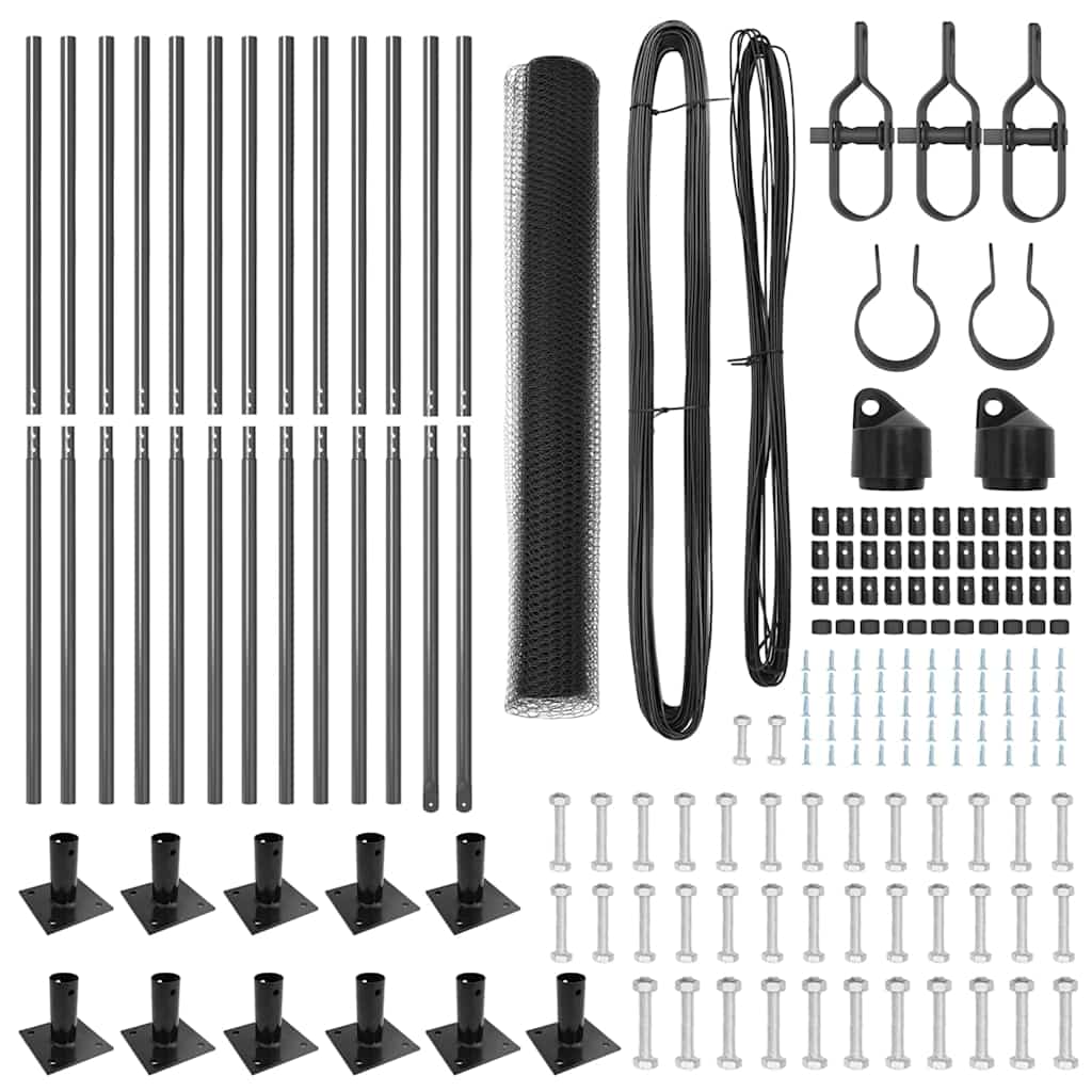 vidaXL Σετ Περιφράξεων Σετ 2 Γκρι Χάλυβας 25 x 1 μ Ανθεκτικό