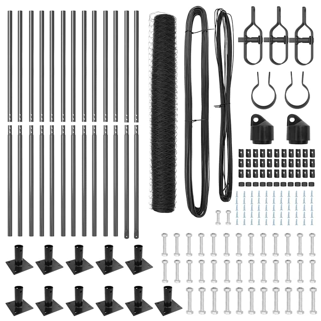 vidaXL Σετ Περίφραξης Σετ 2 Γκρι Ατσάλι 25 x 1.2 μ Ανθεκτικό