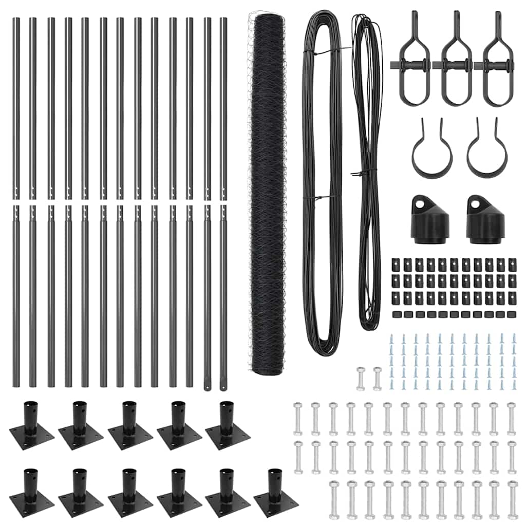 vidaXL Γκρι Φράχτης Εξαγώνου 1.4x25 μ Ατσάλι