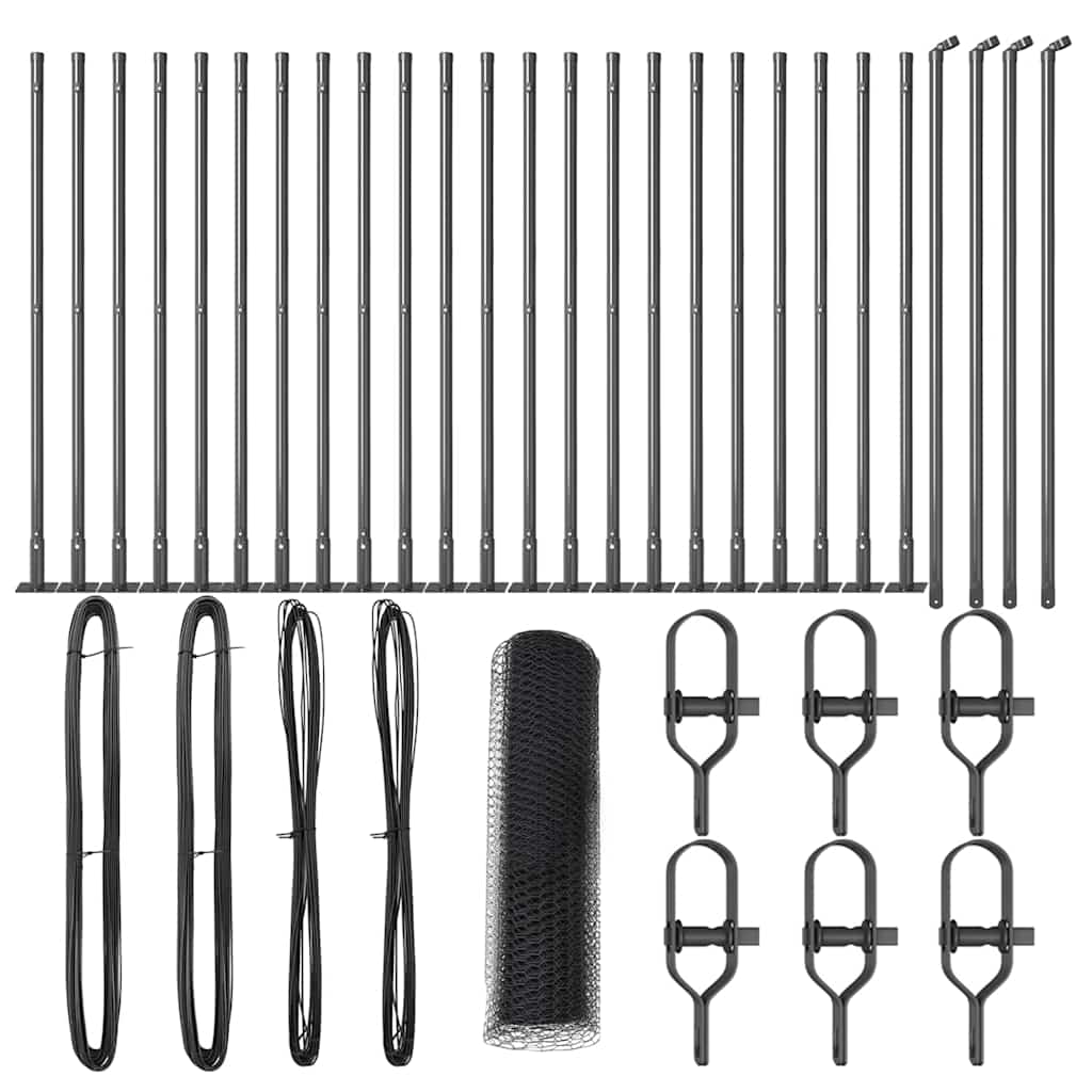 vidaXL Πεντάγωνο Φράχτη Γκρι 0.8x50 μ Χάλυβας