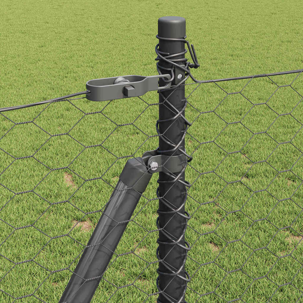 Γκρι Εξάγωνη Περίφραξη vidaXL 0.8x50 m μέταλλο