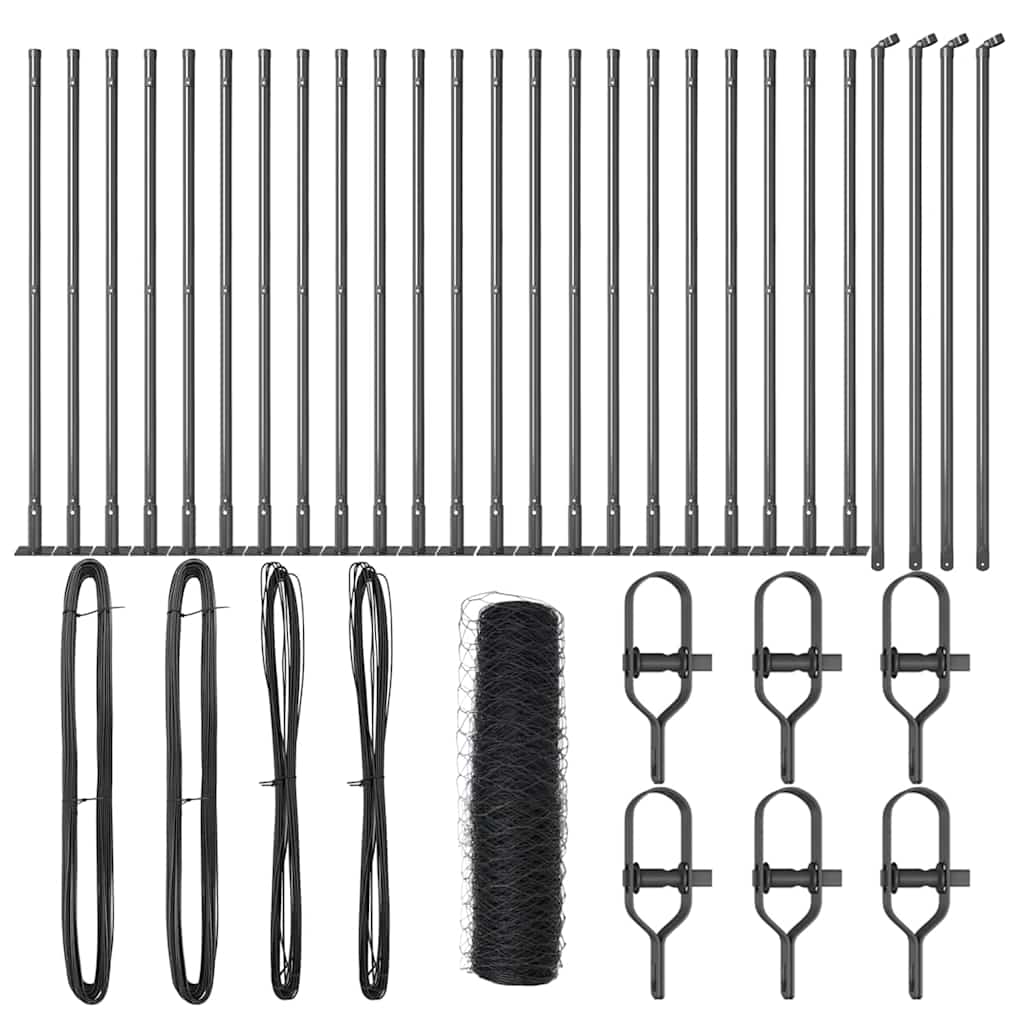 vidaXL Εξάγωνος Φράχτης Γκρι 0.8x50 μ χαλύβδινος