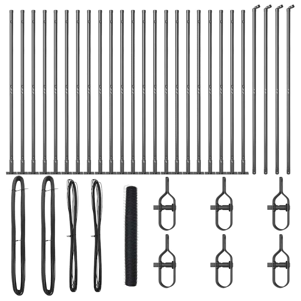 vidaXL Φράκτης Εξάγωνος Γκρι 1.2x50 μ Ατσάλι