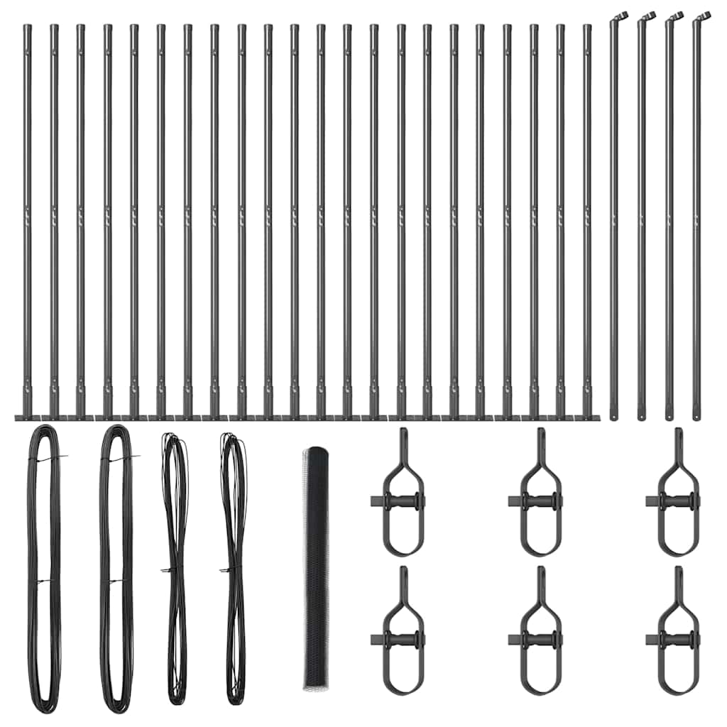 vidaXL Γκρι Εξάγωνο Φράχτη 1.4x50 μ Χάλυβας