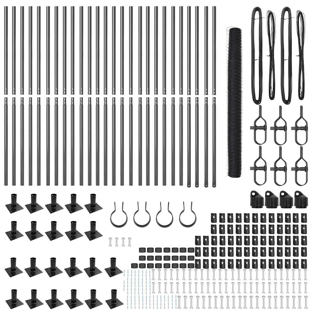 Γκρι Εξαγωνικό Φράγμα vidaXL 1.5x50 m Ατσάλι
