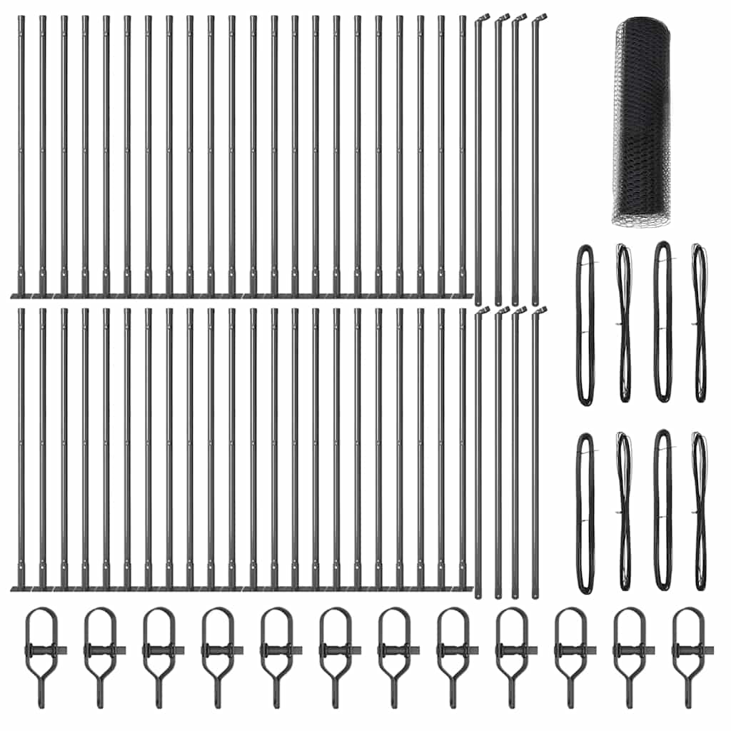 vidaXL Φράχτης Έξιγωνο Γκρι 0.8x100 m Χάλυβας