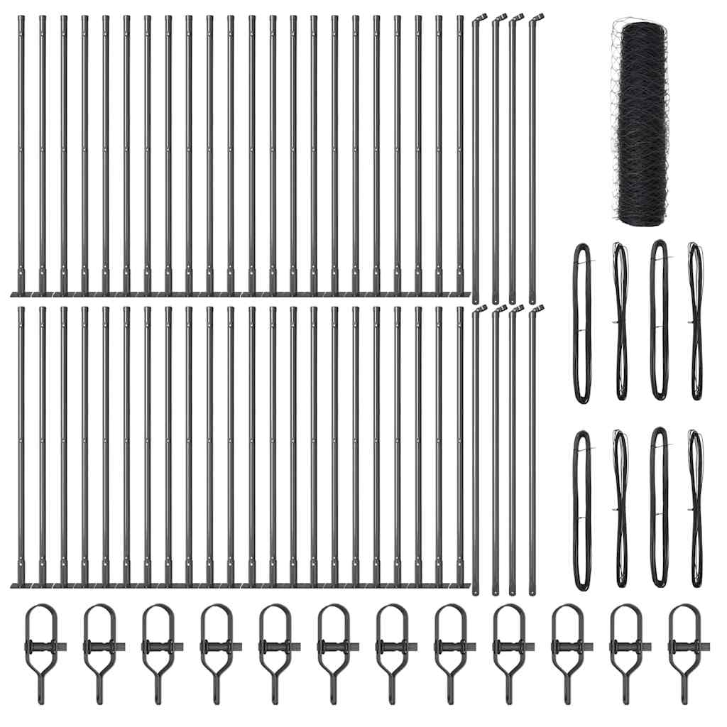 vidaXL Περίφραξη Εξαγώνου Γκρι 1x100 μ Ατσάλι