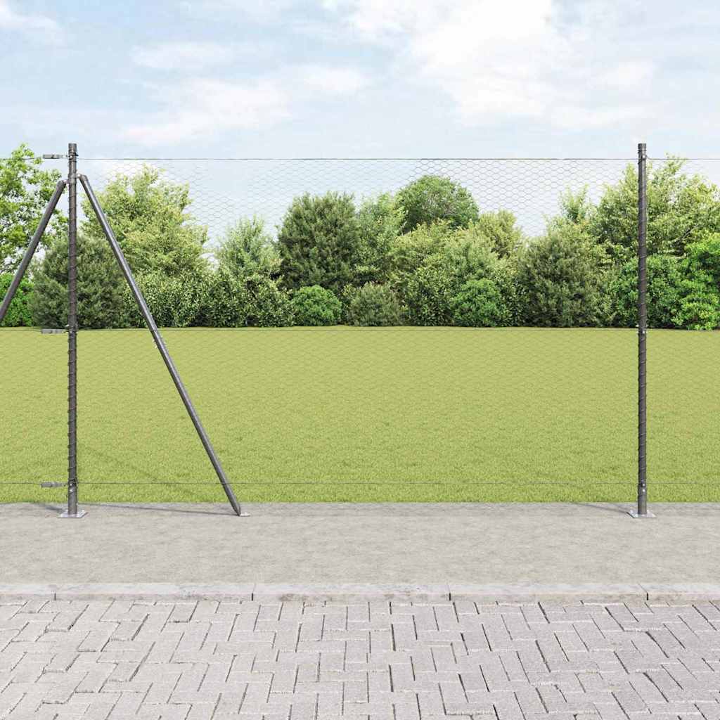 vidaXL Hexagon Fence Γκρι 1.6x100 m Χάλυβας