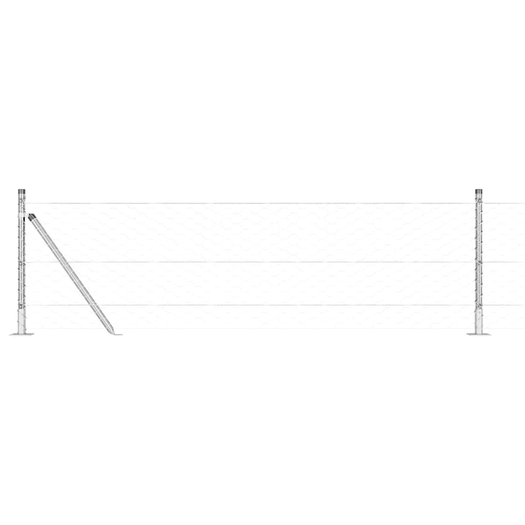 vidaXL Φράχτης με Στήλες. Ασημί 0.6 x 25 μ Ατσάλι με επικάλυψη PVC