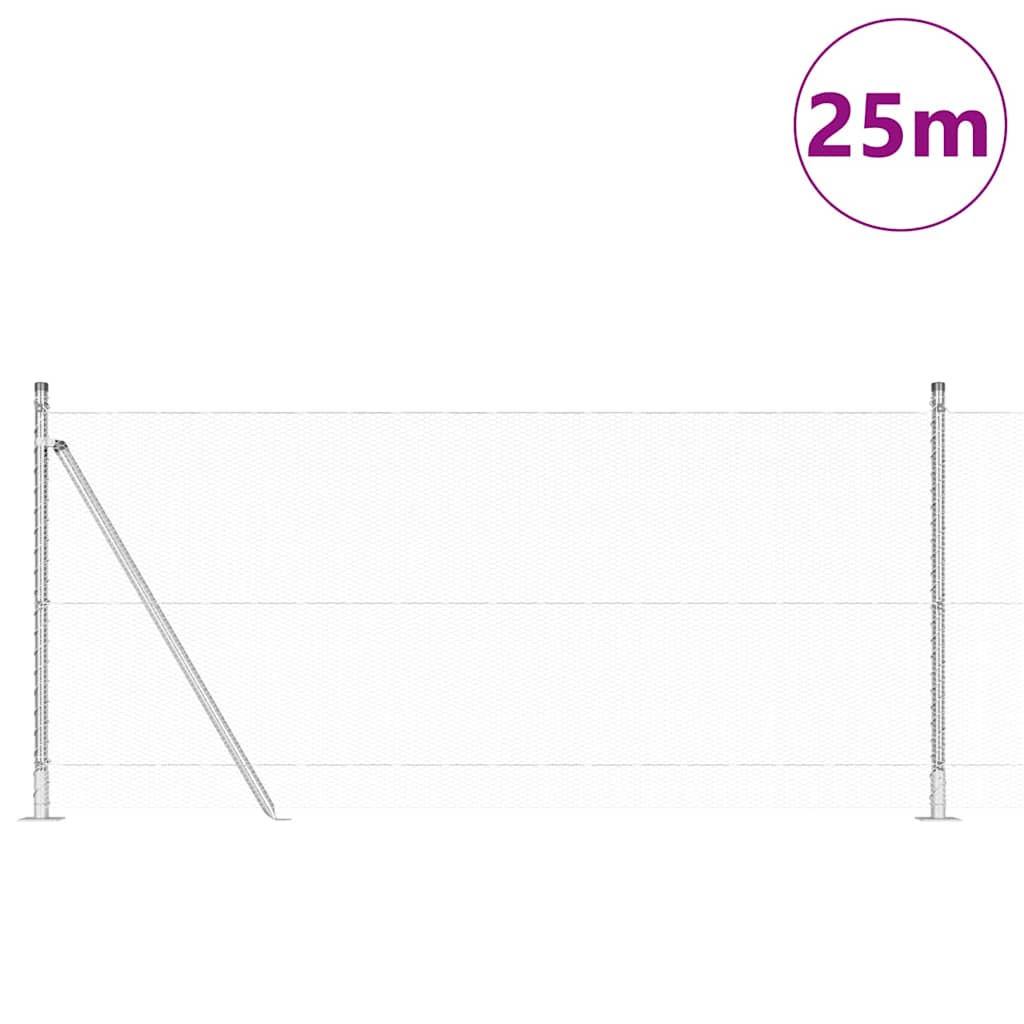 vidaXL Πολυγώνια Περιφράξη 0,8x25 μ Γαλβανισμένος Χάλυβας