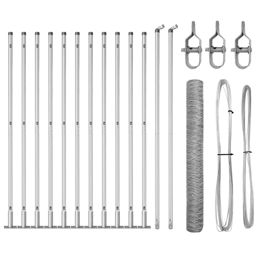 vidaXL Σετ Φράκτη Σετ των 2 Γαλβανισμένος Χάλυβας 25 x 1.2 μ Ανθεκτικό