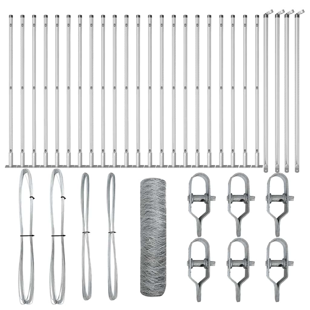 vidaXL Hexagon Φράχτης 0.8x50 μ Γαλβανισμένος Χάλυβας