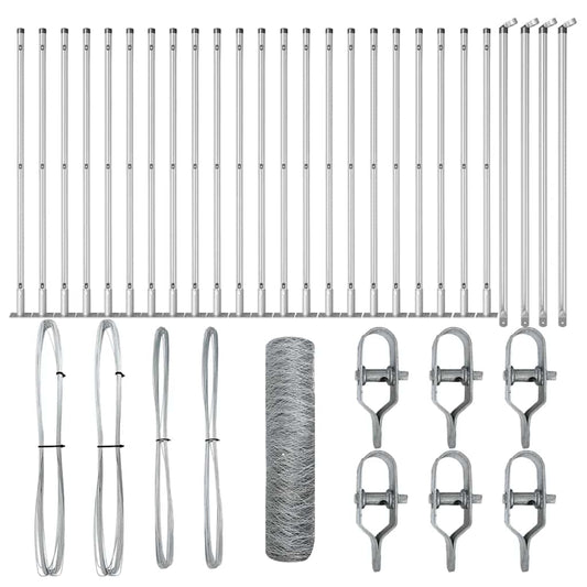 vidaXL Hexagon Φράχτης 0.8x50 μ Γαλβανισμένος Χάλυβας