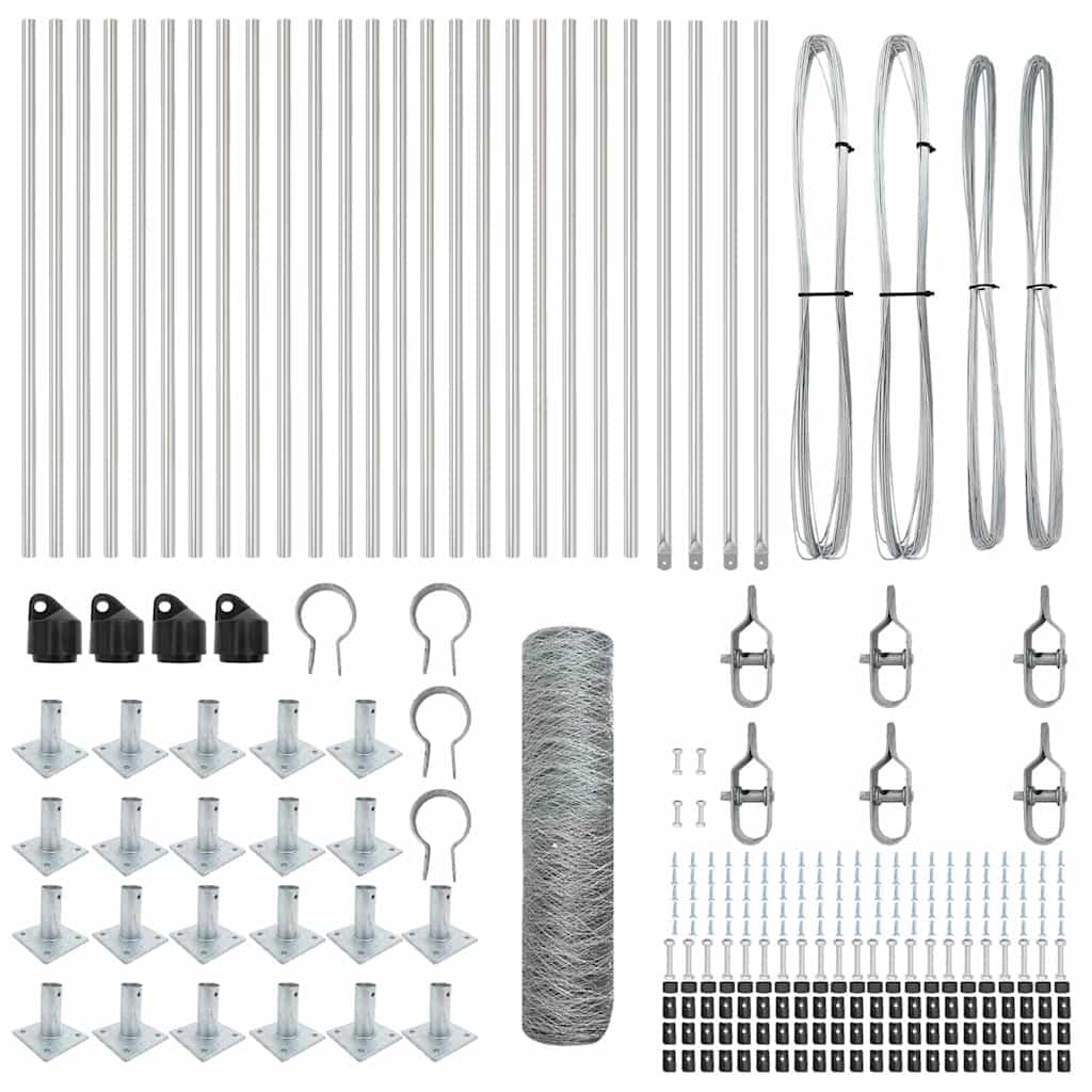 vidaXL Φράχτης Εξάγωνος 1x50 μ Γαλβανισμένο Ατσάλι