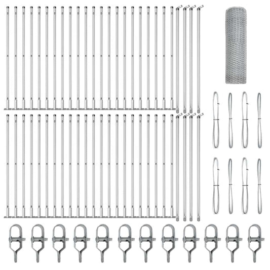 vidaXL Hexagon Fence 0.8x100 μ Γαλβανισμένο Ατσάλι