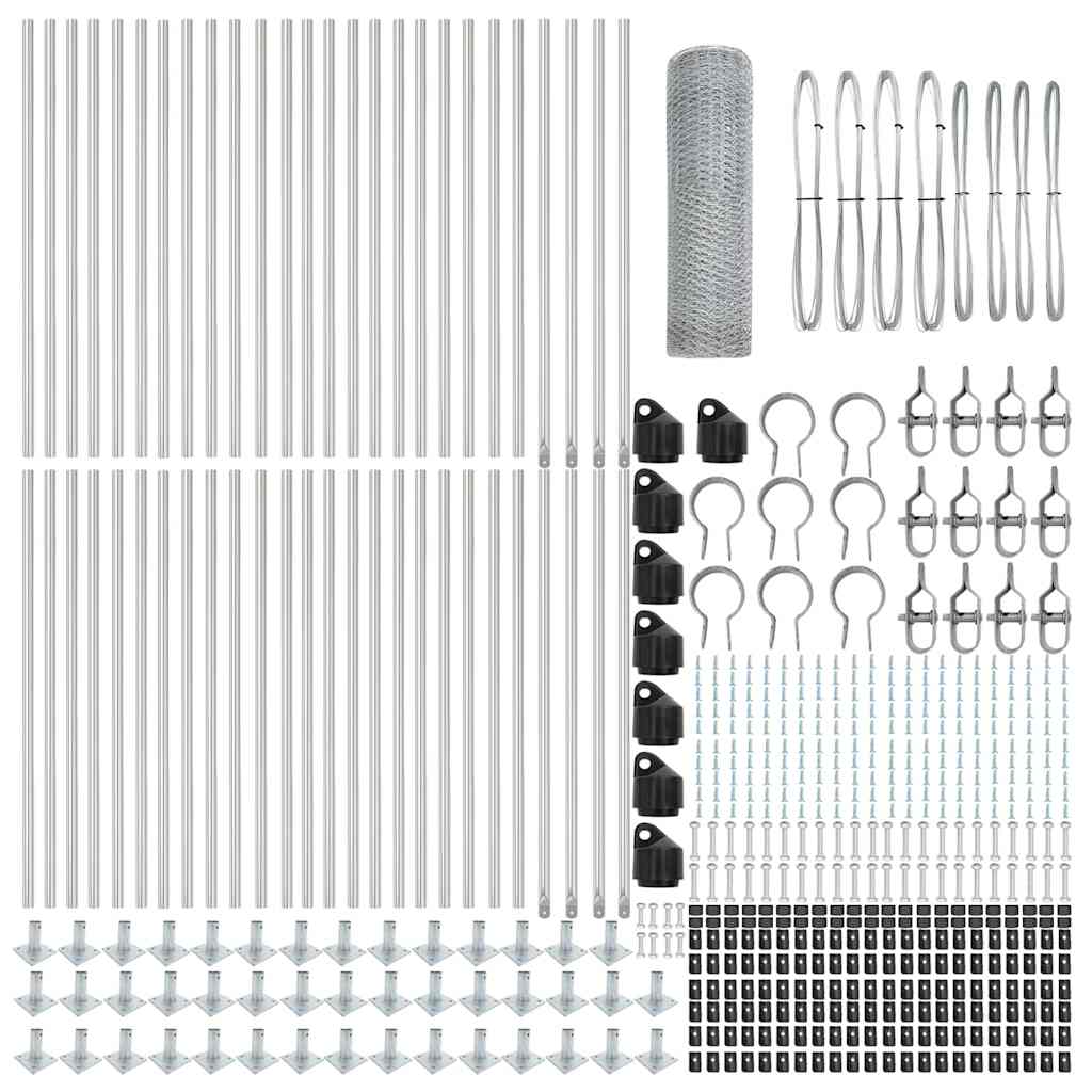 vidaXL Hexagon Fence 0.8x100 μ Γαλβανισμένο Ατσάλι
