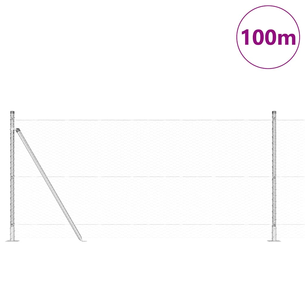 vidaXL Hexagon Φράκτης 0.8x100 m Γαλβανισμένο Ατσάλι