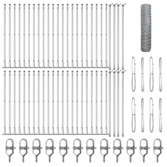 Φράχτης vidaXL Εξαγωνικός 1x100 μ Γαλβανισμένο Ατσάλι