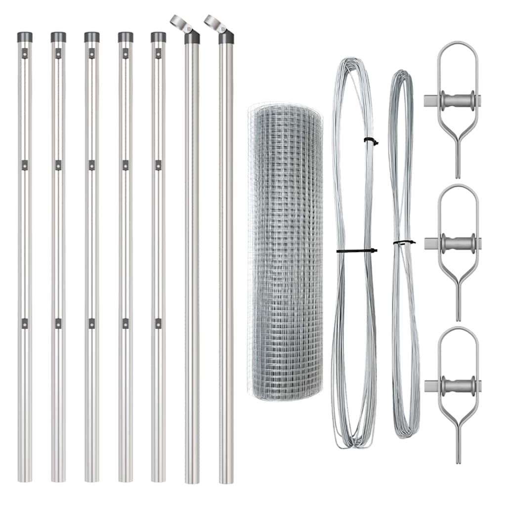 vidaXL Σιδερένιο Πλέγμα με 7 Στύλους 0.6x10 μ Γαλβανισμένο Σίδερο