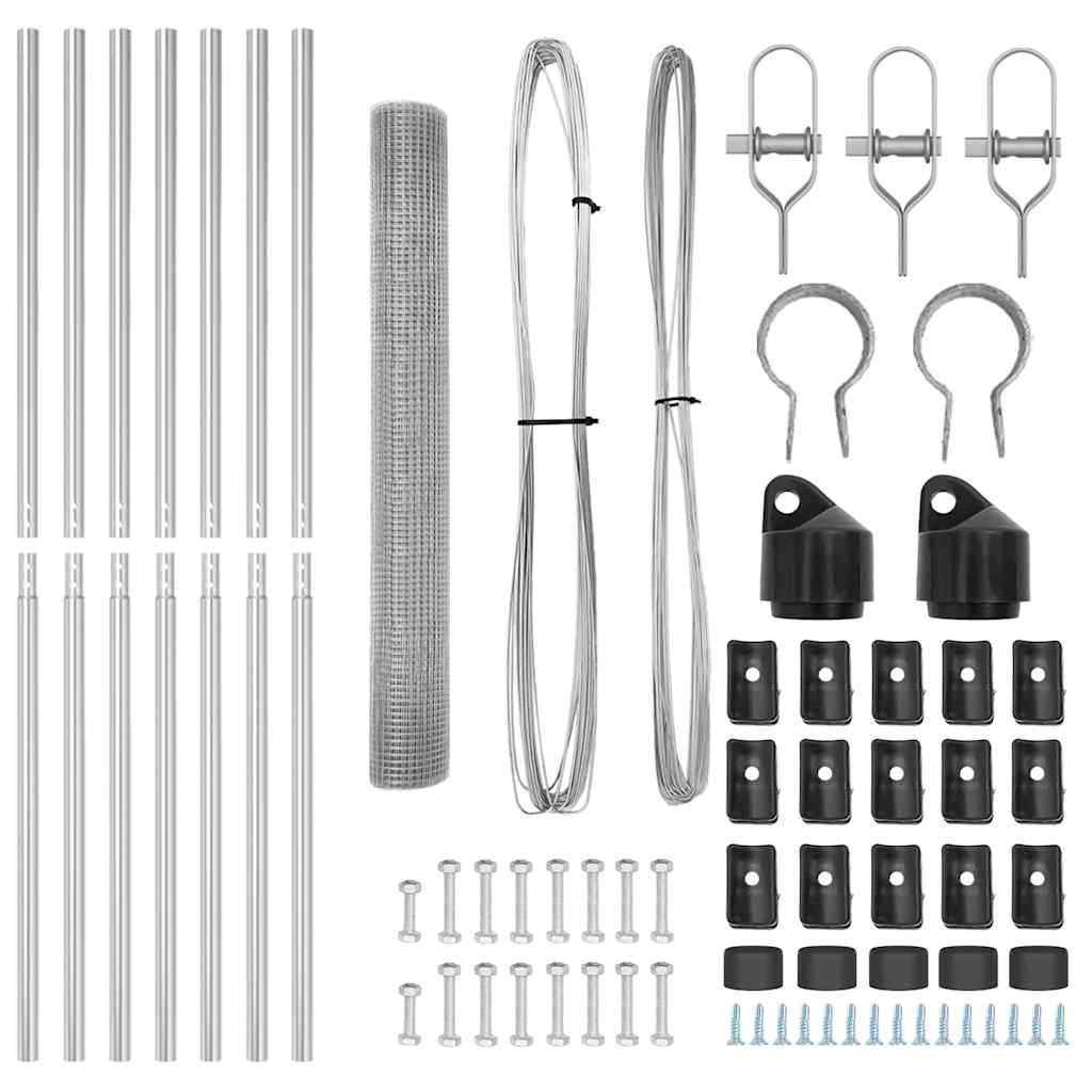 vidaXL Φράχτης από Συγκολλητό Σύρμα με 7 Στήλες 1.2x10 μ Γαλβανισμένο Χάλυβα