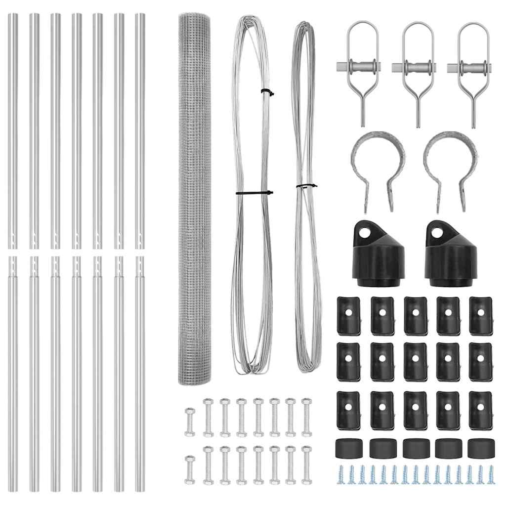 vidaXL Γαλβανισμένος Συρμάτινος Φράχτης με 7 Πόλους 1.5x10 μ
