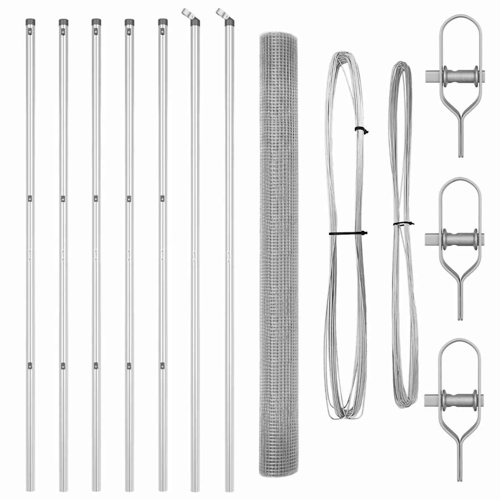 vidaXL Welded Wire Fence με 7 Πόλους 1.6x10 μ Γαλβανισμένος Χάλυβας