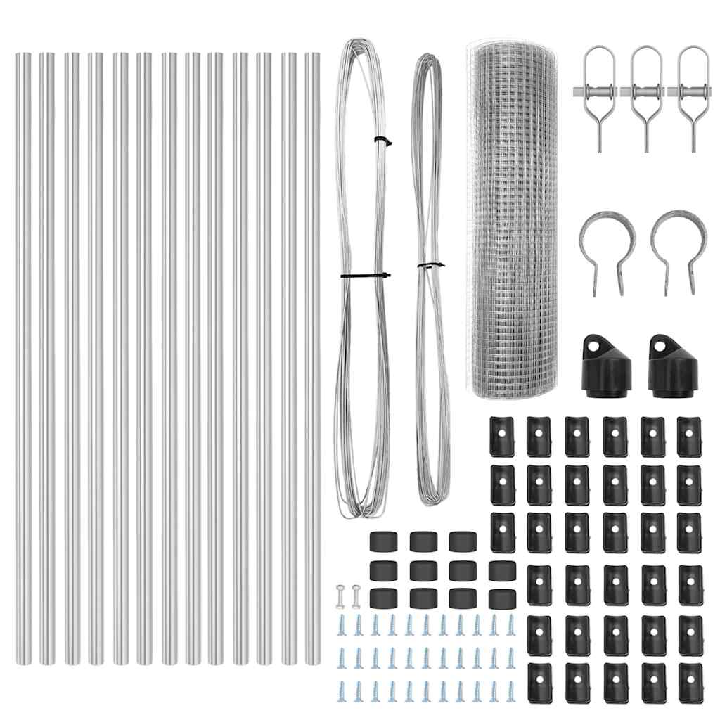 vidaXL Σετ Στήλης Φράχτη Σετ των 2 Γαλβανισμένος χάλυβας 25 x 0.5 m