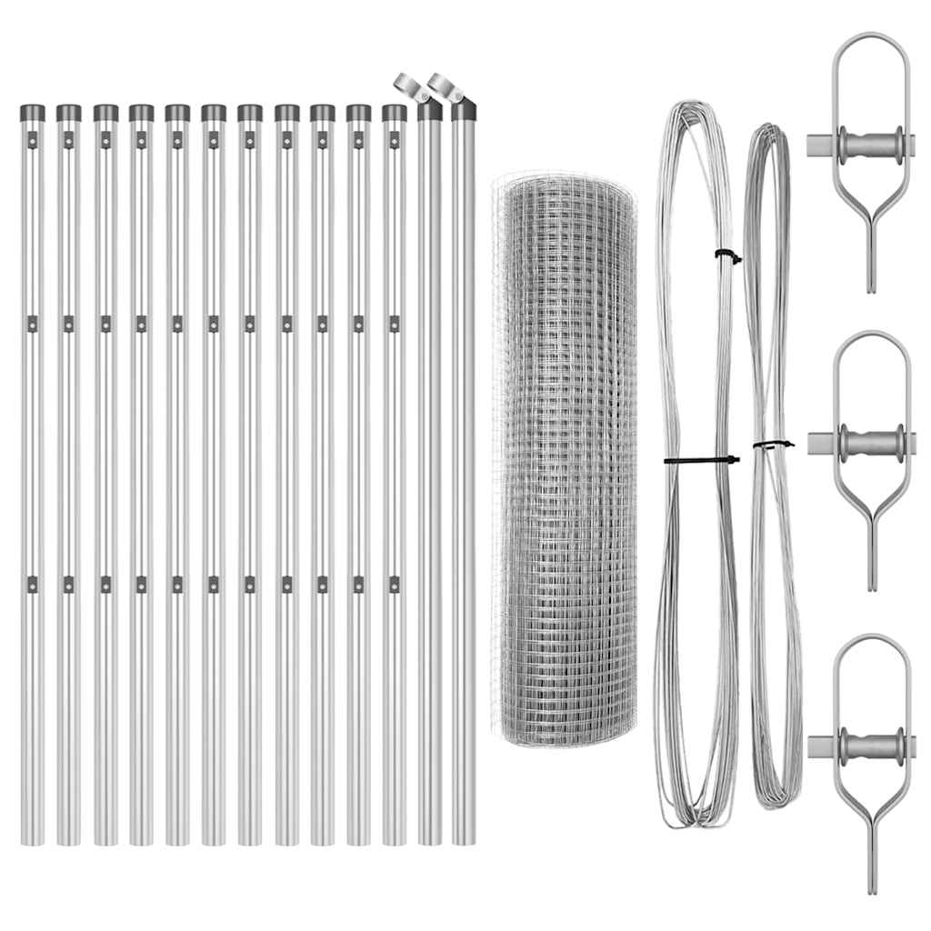 vidaXL Φράκτης από Συρματόπλεγμα με 13 Κολώνες 0.8x25 μ Γαλβανισμένο Ατσάλι