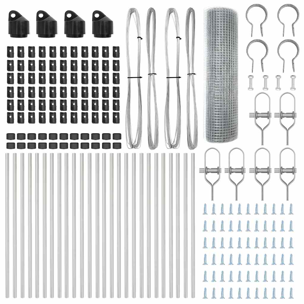 vidaXL Φράχτης Συνθετικού Χάλυβα με 13 Στυλους 0.4x50 m Γαλβανισμένο Ατσάλι