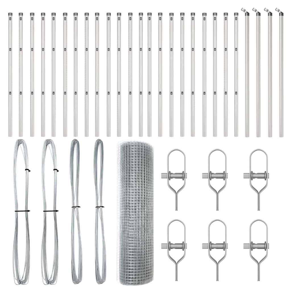 vidaXL Γαλβανισμένος Φράκτης με 13 Στύλους 0.5x50 μ Γαλβανισμένος Χάλυβας