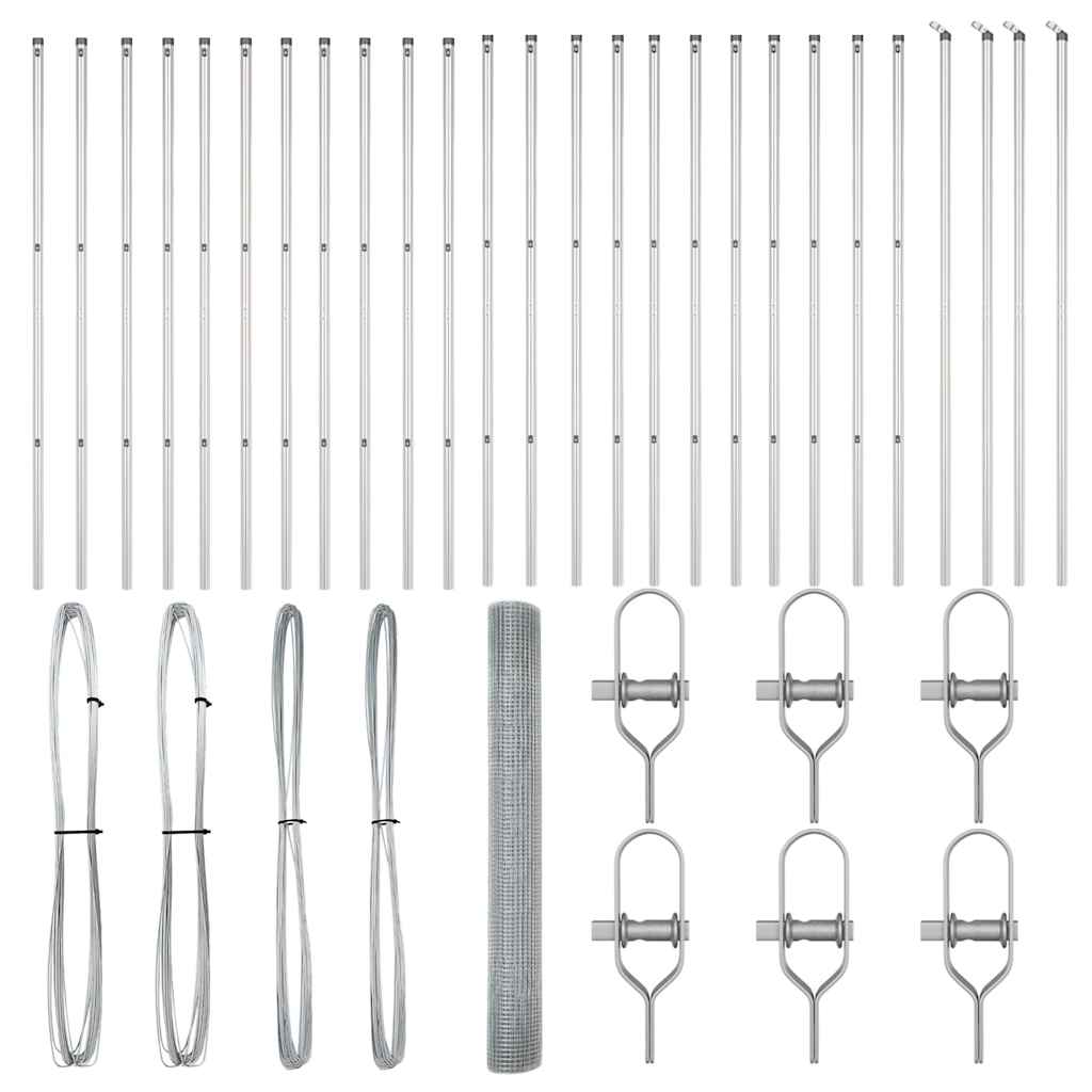 vidaXL Γαλβανισμένο Πλέγμα με 13 Πόλους 1,2x50 μ