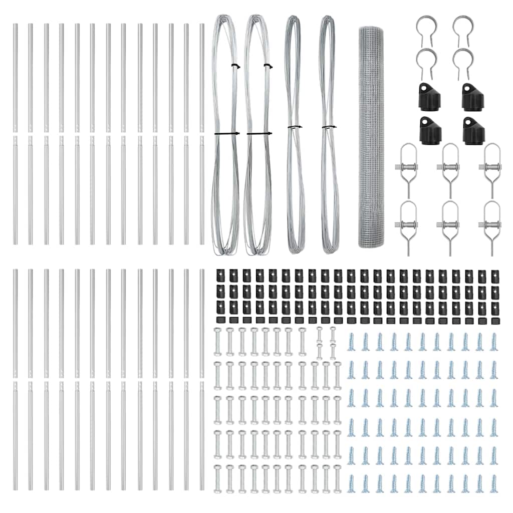 vidaXL Συγκολλημένος Φράχτης με 13 Στύλους 1.4x50 μ Γαλβανισμένος Χάλυβας